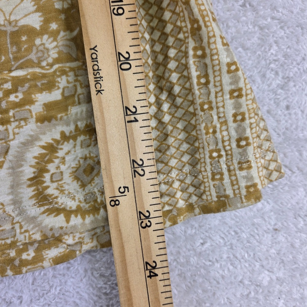 Rachel Zoe Mustard Yellow Floral Crochet Trim Puff Sleeve Peasant Blouse Size M - Picture 5 of 6